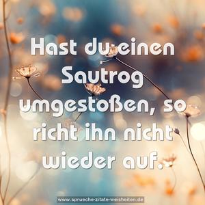 Hast du einen Sautrog umgestoßen, so richt ihn nicht wieder auf.