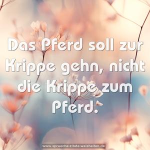 Das Pferd soll zur Krippe gehn, nicht die Krippe zum Pferd.