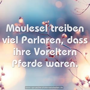Maulesel treiben viel Parlaren,
dass ihre Voreltern Pferde waren.