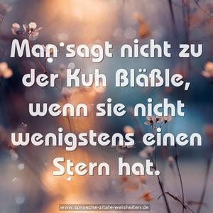 Man sagt nicht zu der Kuh Bläßle, wenn sie nicht wenigstens einen Stern hat.