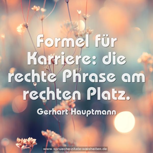Formel für Karriere:
die rechte Phrase am rechten Platz.