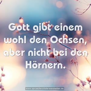 Gott gibt einem wohl den Ochsen,
aber nicht bei den Hörnern.