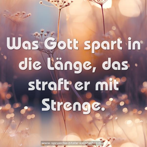 Was Gott spart in die Länge,
das straft er mit Strenge.