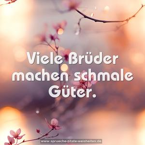 Viele Brüder
machen schmale Güter.