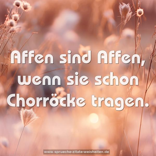 Affen sind Affen,
wenn sie schon Chorröcke tragen.
