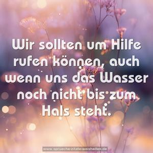 Wir sollten um Hilfe rufen können,
auch wenn uns das Wasser
noch nicht bis zum Hals steht.