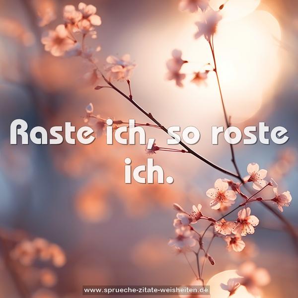 Raste ich, so roste ich.