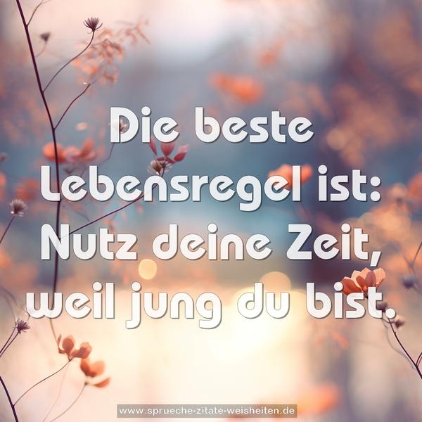 Die beste Lebensregel ist:
Nutz deine Zeit, weil jung du bist.