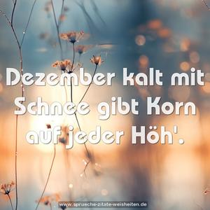 Dezember kalt mit Schnee
gibt Korn auf jeder Höh'.