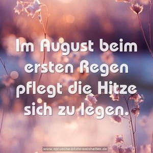 Im August beim ersten Regen
pflegt die Hitze sich zu legen.