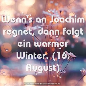 Wenn's an Joachim regnet, dann folgt ein warmer Winter.
(16. August)