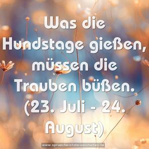 Was die Hundstage gießen, müssen die Trauben büßen.
(23. Juli - 24. August)