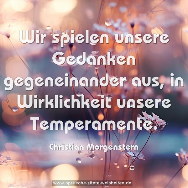 Wir spielen unsere Gedanken gegeneinander aus,
in Wirklichkeit unsere Temperamente.