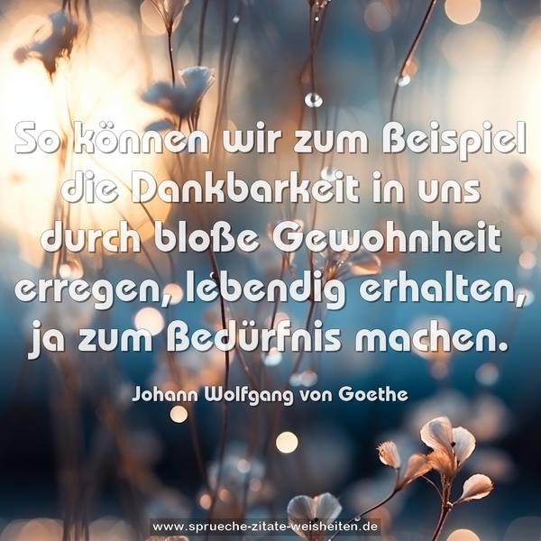 So können wir zum Beispiel die Dankbarkeit in uns
durch bloße Gewohnheit erregen, lebendig erhalten,
ja zum Bedürfnis machen.