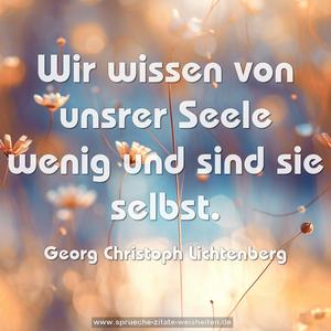 Wir wissen von unsrer Seele wenig und sind sie selbst.