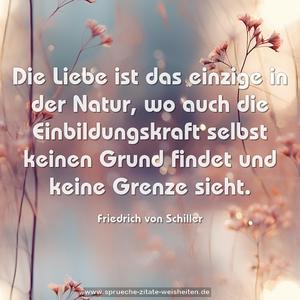 Die Liebe ist das einzige in der Natur, 
wo auch die Einbildungskraft selbst keinen Grund findet 
und keine Grenze sieht. 