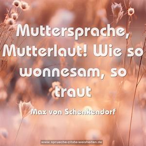 Muttersprache, Mutterlaut!
Wie so wonnesam, so traut