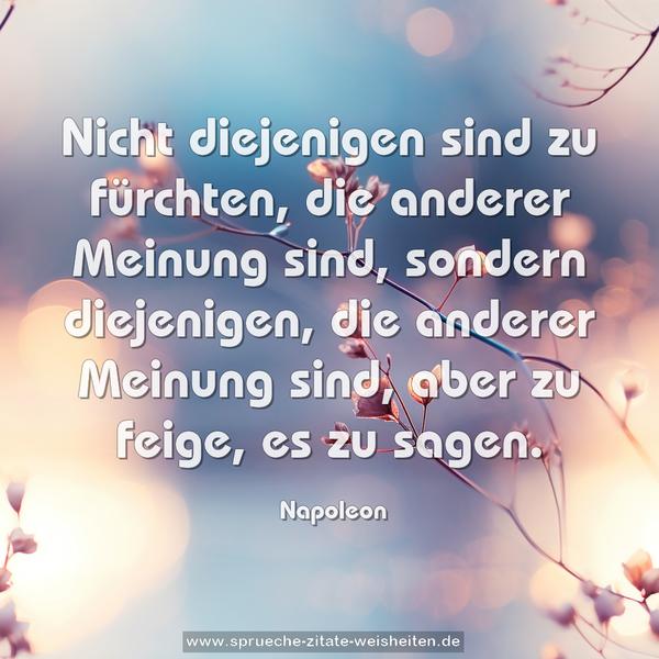 Nicht diejenigen sind zu fürchten, die anderer Meinung sind, sondern diejenigen,
die anderer Meinung sind, aber zu feige, es zu sagen.