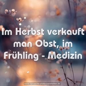 Im Herbst verkauft man Obst,
im Frühling - Medizin