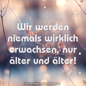 Wir werden niemals wirklich erwachsen, nur älter und älter!