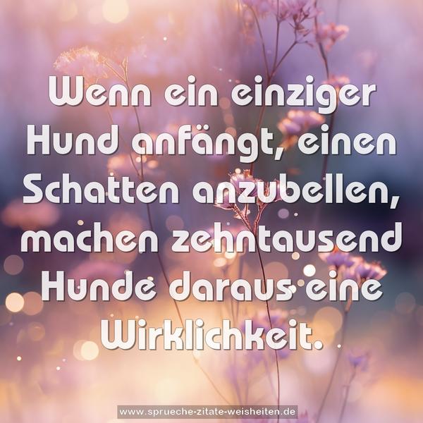 Wenn ein einziger Hund anfängt, einen Schatten anzubellen, machen zehntausend Hunde daraus eine Wirklichkeit.