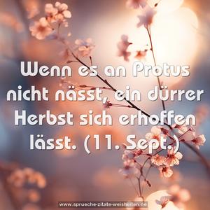 Wenn es an Protus nicht nässt,
ein dürrer Herbst sich erhoffen lässt.
(11. Sept.)
