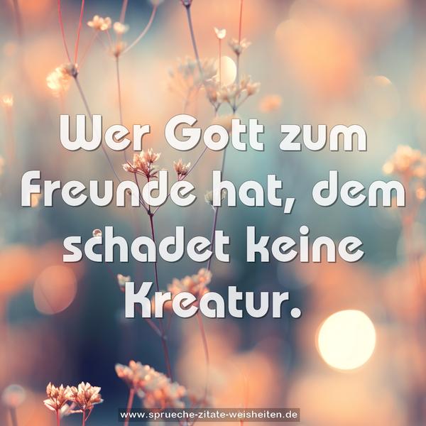 Wer Gott zum Freunde hat,
dem schadet keine Kreatur.