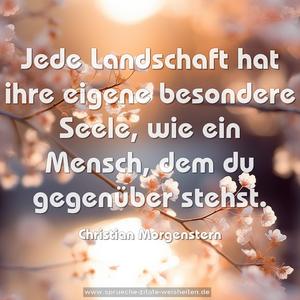 Jede Landschaft hat ihre eigene besondere Seele,
wie ein Mensch, dem du gegenüber stehst.