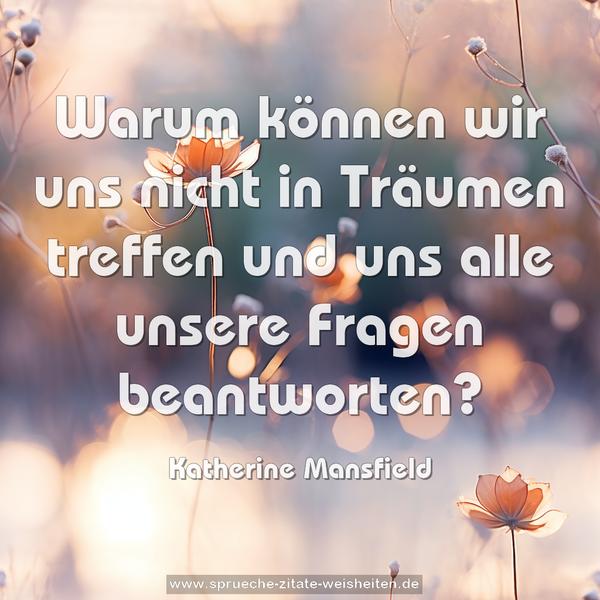 Warum können wir uns nicht in Träumen treffen
und uns alle unsere Fragen beantworten?