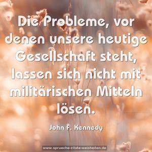 Die Probleme, vor denen unsere heutige Gesellschaft steht, lassen sich nicht mit militärischen Mitteln lösen.