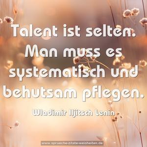 Talent ist selten.
Man muss es systematisch und behutsam pflegen.