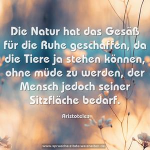 Die Natur hat das Gesäß für die Ruhe geschaffen,
da die Tiere ja stehen können, ohne müde zu werden,
der Mensch jedoch seiner Sitzfläche bedarf.