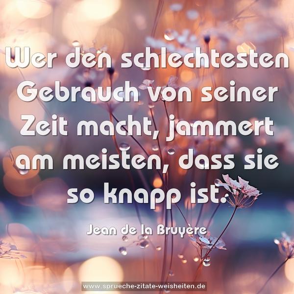 Wer den schlechtesten Gebrauch von seiner Zeit macht,
jammert am meisten, dass sie so knapp ist.
