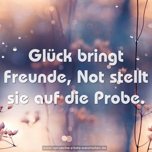 Glück bringt Freunde,
Not stellt sie auf die Probe.