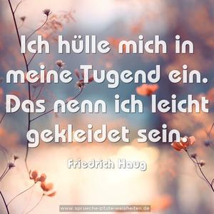 Ich hülle mich in meine Tugend ein.
Das nenn ich leicht gekleidet sein.
