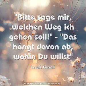 "Bitte sage mir, welchen Weg ich gehen soll!" -
"Das hängt davon ab, wohin Du willst" 