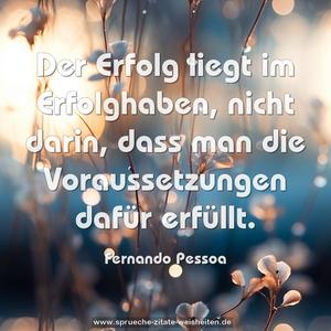 Der Erfolg liegt im Erfolghaben, 
nicht darin, dass man die Voraussetzungen dafür erfüllt.