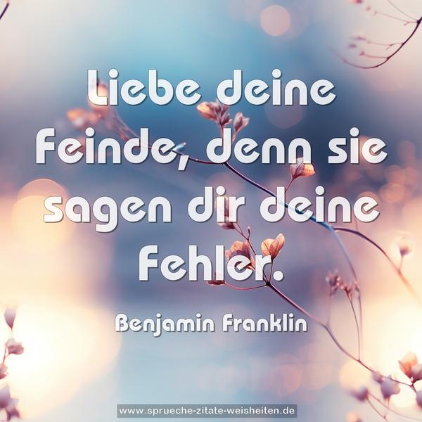 Liebe deine Feinde, denn sie sagen dir deine Fehler.