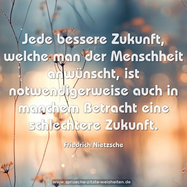 Jede bessere Zukunft, welche man der Menschheit anwünscht,
ist notwendigerweise auch in manchem Betracht eine schlechtere Zukunft.