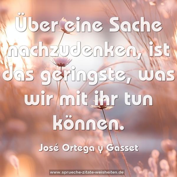 Über eine Sache nachzudenken, ist das geringste,
was wir mit ihr tun können.