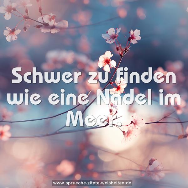 Schwer zu finden wie eine Nadel im Meer.