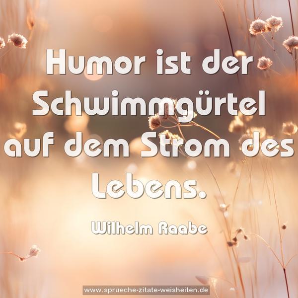 Humor ist der Schwimmgürtel auf dem Strom des Lebens.