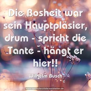 Die Bosheit war sein Hauptpläsier,
drum - spricht die Tante - hängt er hier!!