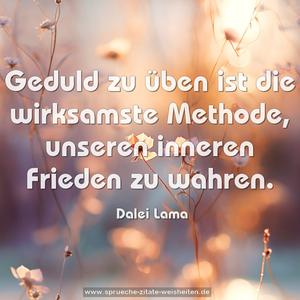 Geduld zu üben ist die wirksamste Methode,
unseren inneren Frieden zu wahren.
