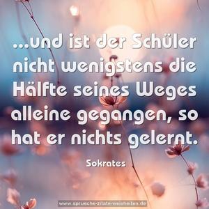 ...und ist der Schüler nicht wenigstens die Hälfte seines Weges alleine gegangen, so hat er nichts gelernt. 