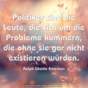 Politiker sind die Leute, die sich um die Probleme kümmern, die ohne sie gar nicht existieren würden.