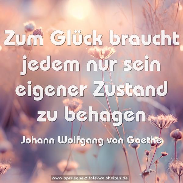 Zum Glück braucht jedem nur sein eigener Zustand zu behagen