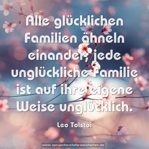 Alle glücklichen Familien ähneln einander;
jede unglückliche Familie
ist auf ihre eigene Weise unglücklich.