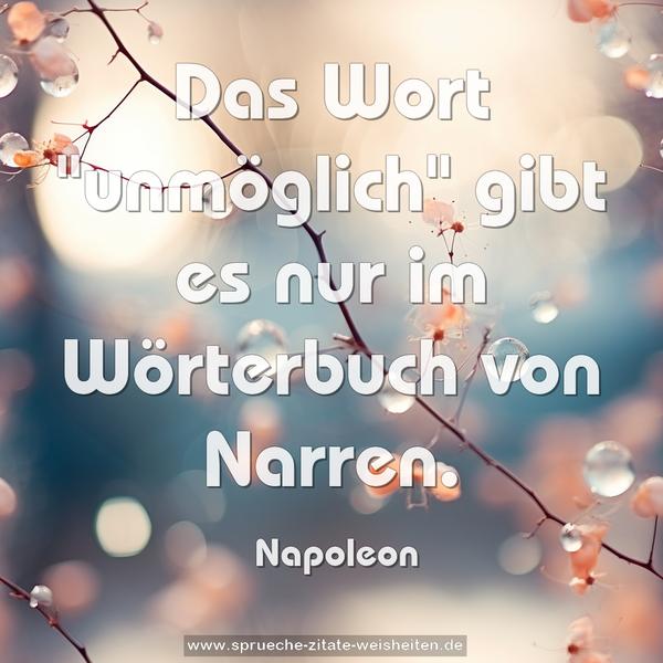 Das Wort "unmöglich" gibt es nur im Wörterbuch von Narren.