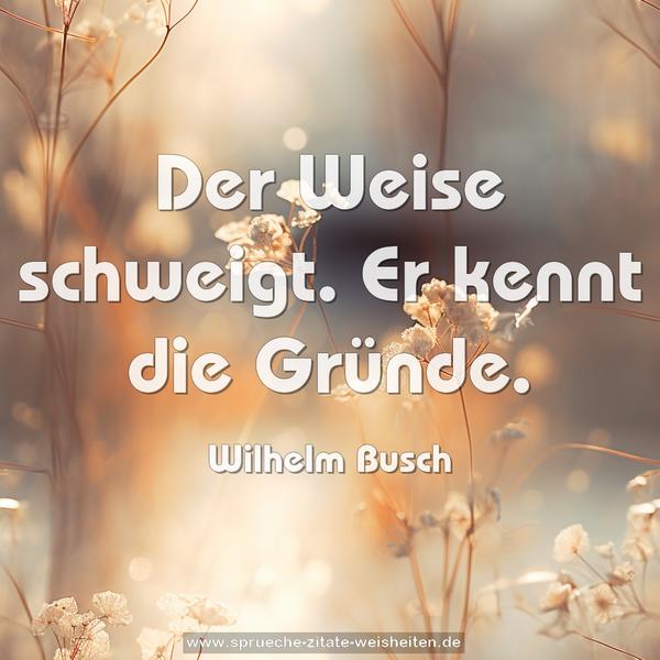 Der Weise schweigt. Er kennt die Gründe.